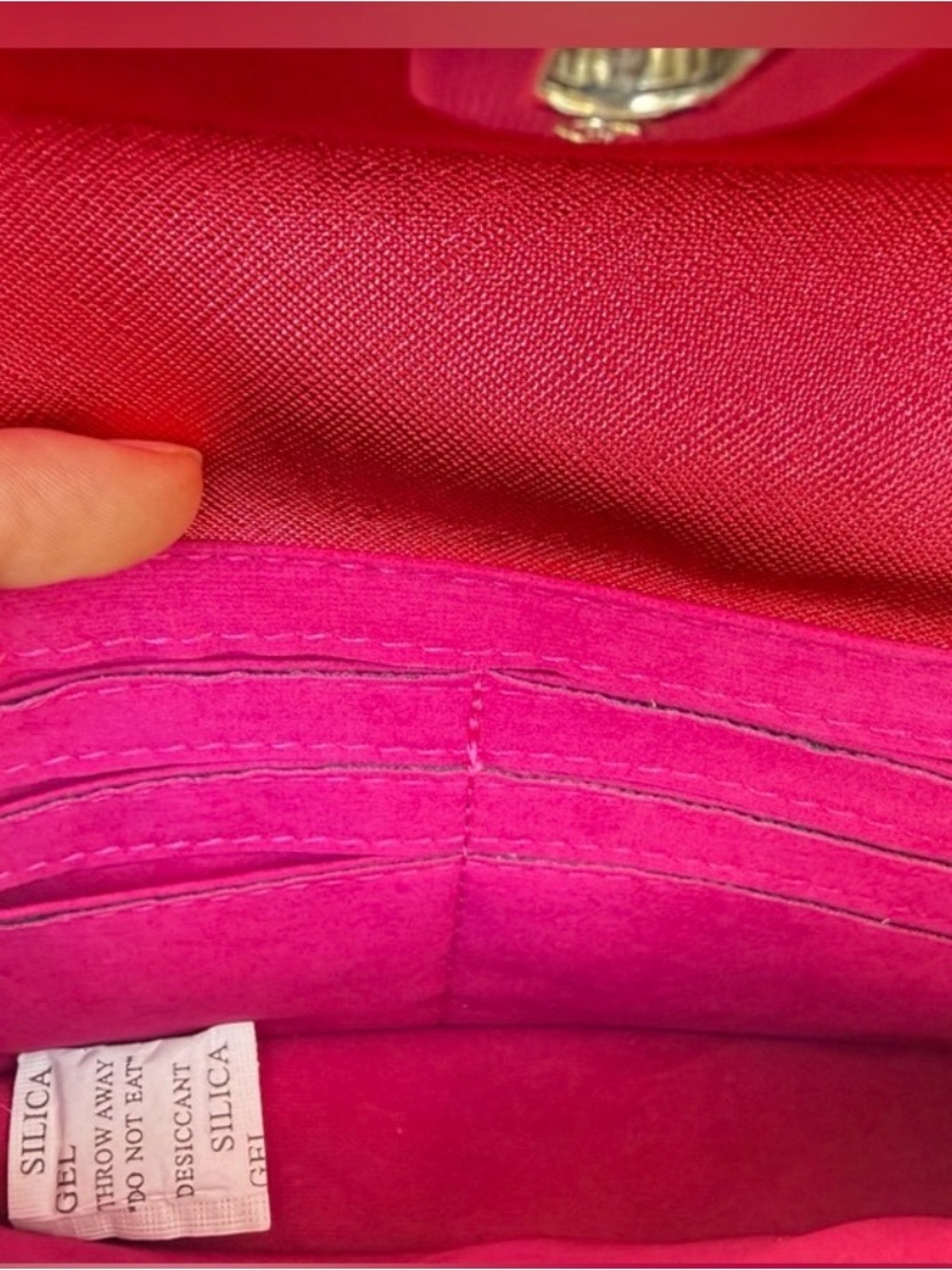 Isabelle Hot Pink Saffiano Crossbody Bag NWT | Envelope Clutch | Turn-Lock - Picture 3 of 6